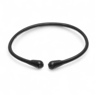 Alternate image for Minimalist Adjustable Leather Cuff Bracelet in Black Shade Black Essential