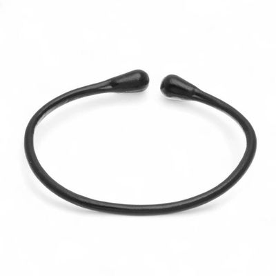 Alternate image for Minimalist Adjustable Leather Cuff Bracelet in Black Shade Black Essential