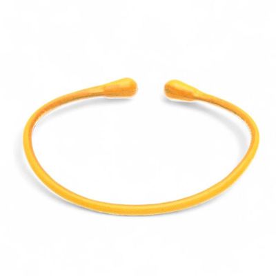 Alternate image for Yellow Hand-Dyed Minimalist Adjustable Leather Cuff Bracelet Yellow Essential