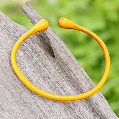 Alternate image for Yellow Hand-Dyed Minimalist Adjustable Leather Cuff Bracelet Yellow Essential