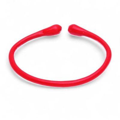 Alternate image for Handcrafted Red Adjustable Minimalist Leather Cuff Bracelet Red Essential