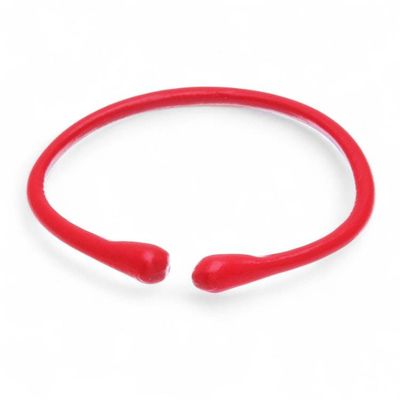 Alternate image for Handcrafted Red Adjustable Minimalist Leather Cuff Bracelet Red Essential