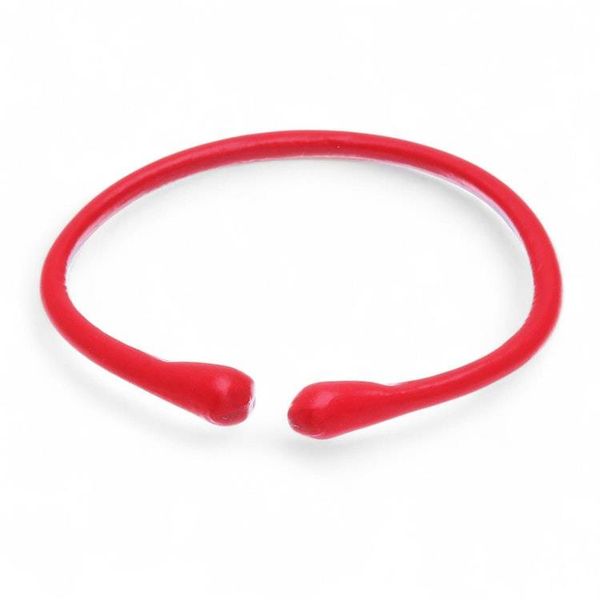 Alternate image for Handcrafted Red Adjustable Minimalist Leather Cuff Bracelet Red Essential