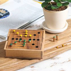 Image for Hand Made Wood Pegs Board Game from Thailand Strategy Square