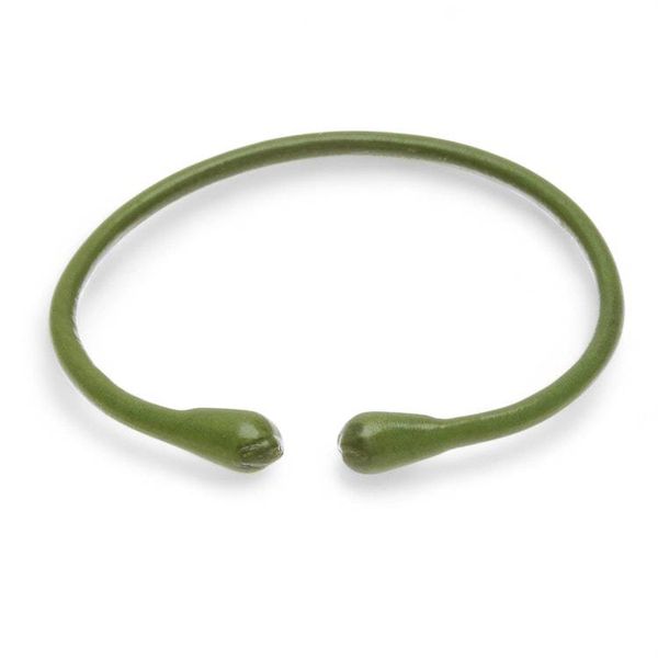 Alternate image for Minimalist Adjustable Leather Cuff Bracelet Hand-Dyed Green Green Essential