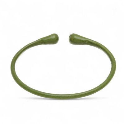 Alternate image for Minimalist Adjustable Leather Cuff Bracelet Hand-Dyed Green Green Essential