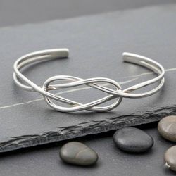 Image for Modern Sterling Silver Cuff Bracelet Love You Knot