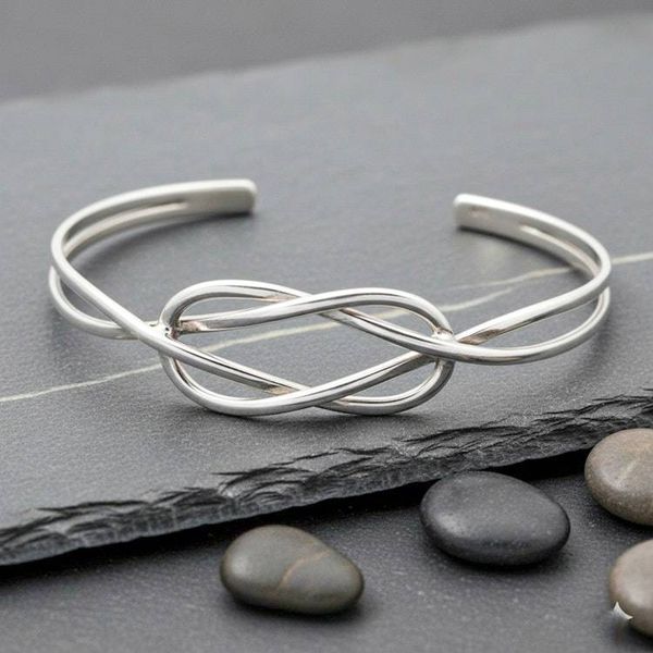 Alternate image for Modern Sterling Silver Cuff Bracelet Love You Knot