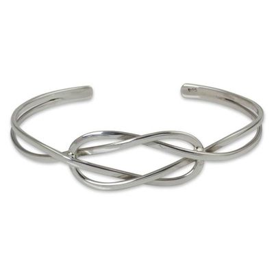 Alternate image for Modern Sterling Silver Cuff Bracelet Love You Knot