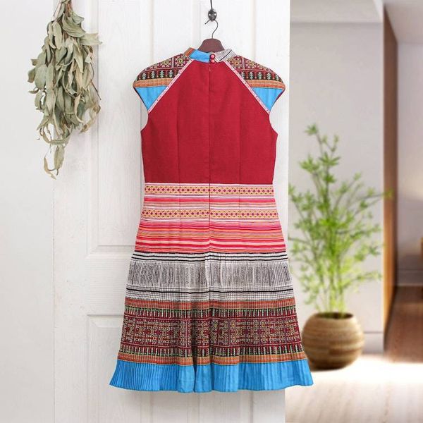 Alternate image for Hmong Hill Tribe-Inspired Cotton Blend Sheath Dress in Red Red Heirloom