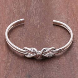 Image for Knotted Sterling Silver Cuff Bracelet from Thailand Double Knot
