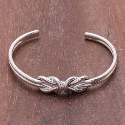 Primary image for Knotted Sterling Silver Cuff Bracelet from Thailand Double Knot