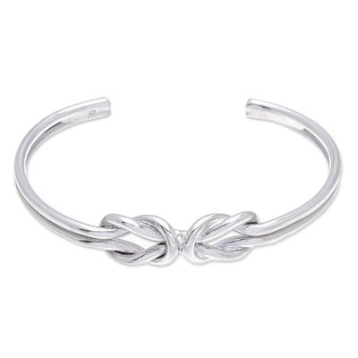 Alternate image for Knotted Sterling Silver Cuff Bracelet from Thailand Double Knot