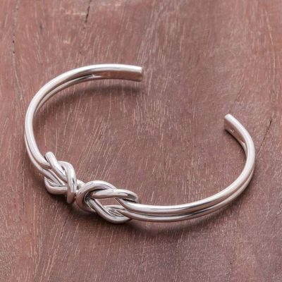 Alternate image for Knotted Sterling Silver Cuff Bracelet from Thailand Double Knot