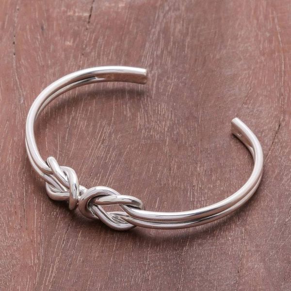 Alternate image for Knotted Sterling Silver Cuff Bracelet from Thailand Double Knot