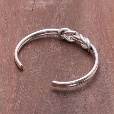 Alternate image for Knotted Sterling Silver Cuff Bracelet from Thailand Double Knot