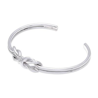 Alternate image for Knotted Sterling Silver Cuff Bracelet from Thailand Double Knot