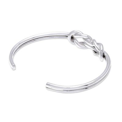 Alternate image for Knotted Sterling Silver Cuff Bracelet from Thailand Double Knot