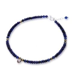 Image for Bohemian-Inspired Lapis Lazuli and Hematite Beaded Anklet Regal Senses