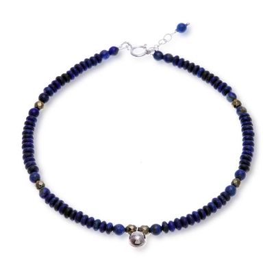 Alternate image for Bohemian-Inspired Lapis Lazuli and Hematite Beaded Anklet Regal Senses