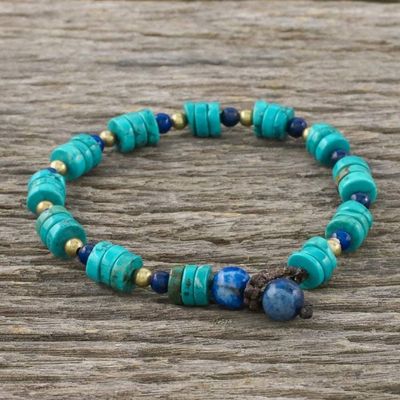 Alternate image for Handcrafted Calcite and Lapis Lazuli Beaded Bracelet Oceanic Wonder