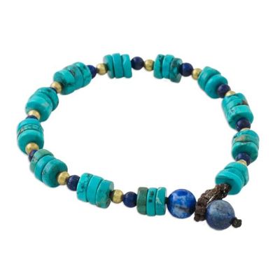 Alternate image for Handcrafted Calcite and Lapis Lazuli Beaded Bracelet Oceanic Wonder