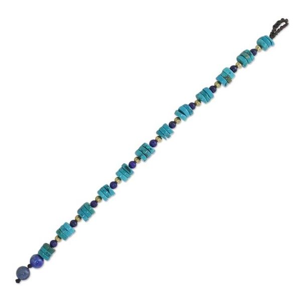 Alternate image for Handcrafted Calcite and Lapis Lazuli Beaded Bracelet Oceanic Wonder