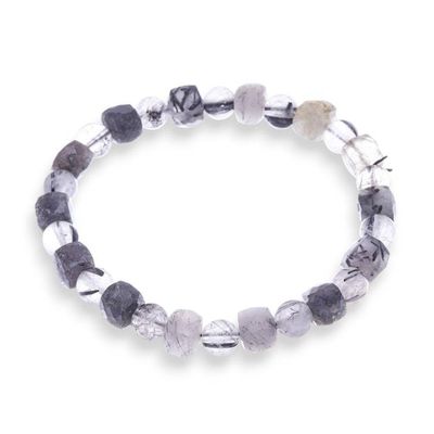 Alternate image for Rutilated Quartz Stretch Bracelet with Black Inclusions Sleek Flair