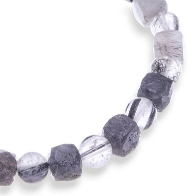Alternate image for Rutilated Quartz Stretch Bracelet with Black Inclusions Sleek Flair