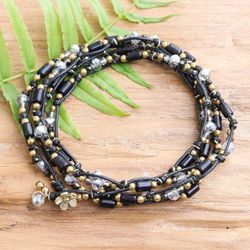 Image for Black Beaded Wrap Bracelet from Thailand Night Party