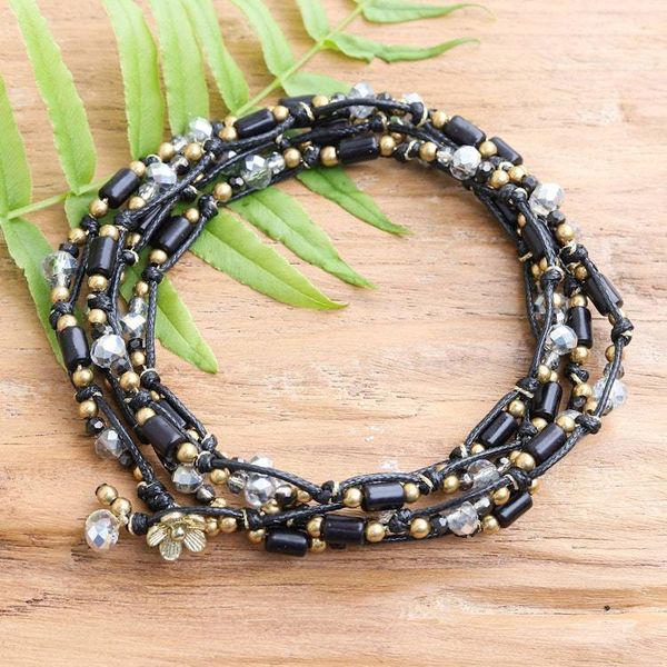 Alternate image for Black Beaded Wrap Bracelet from Thailand Night Party