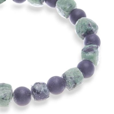 Alternate image for Handcrafted Zoisite and Black Onyx Beaded Stretch Bracelet Dual Flair