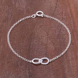 Image for Infinity Motif Two Circle Sterling Silver Pendant Bracelet To Infinity