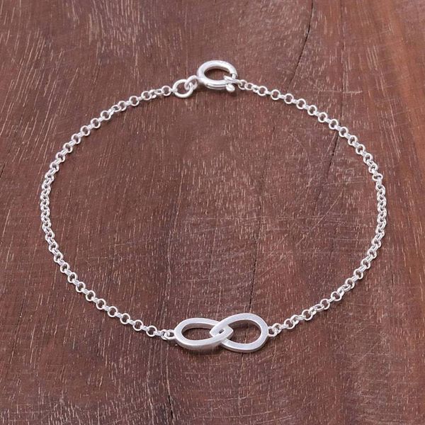 Alternate image for Infinity Motif Two Circle Sterling Silver Pendant Bracelet To Infinity