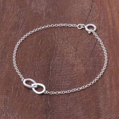 Alternate image for Infinity Motif Two Circle Sterling Silver Pendant Bracelet To Infinity