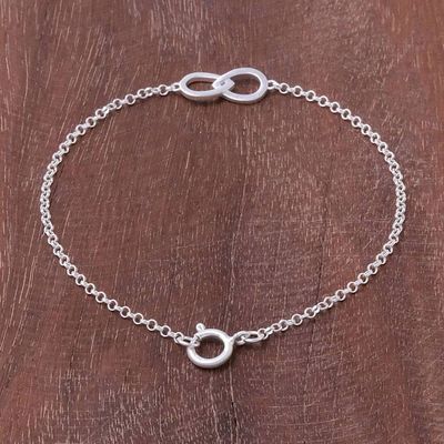 Alternate image for Infinity Motif Two Circle Sterling Silver Pendant Bracelet To Infinity