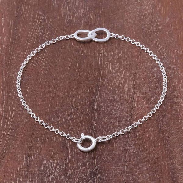 Alternate image for Infinity Motif Two Circle Sterling Silver Pendant Bracelet To Infinity