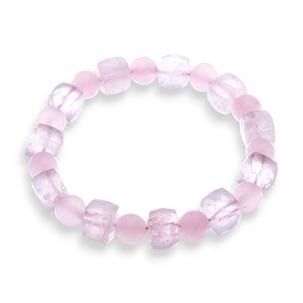 Alternate image for Artisan Made Stretch Bracelet with Rose Quartz Beads Delicate Flair