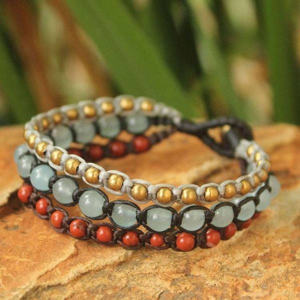 Alternate image for Brass Beaded Jasper and Quartz Bracelet Urban Colors