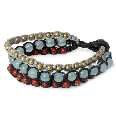 Alternate image for Brass Beaded Jasper and Quartz Bracelet Urban Colors