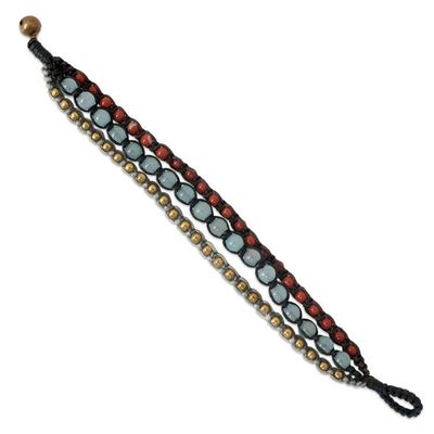 Alternate image for Brass Beaded Jasper and Quartz Bracelet Urban Colors