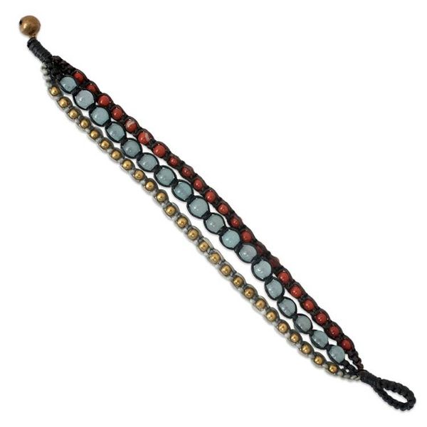 Alternate image for Brass Beaded Jasper and Quartz Bracelet Urban Colors