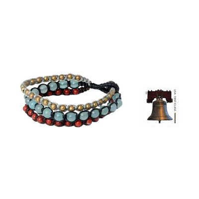 Alternate image for Brass Beaded Jasper and Quartz Bracelet Urban Colors