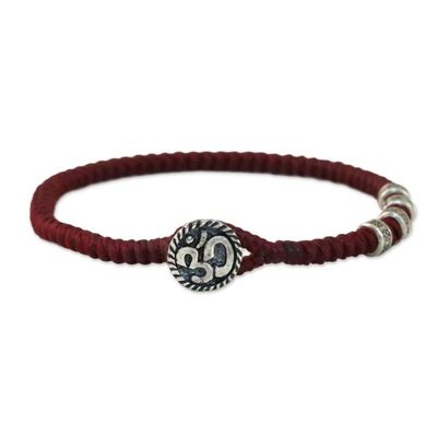 Alternate image for Karen Silver Om Wristband Bracelet in Red from Thailand Living Om in Red