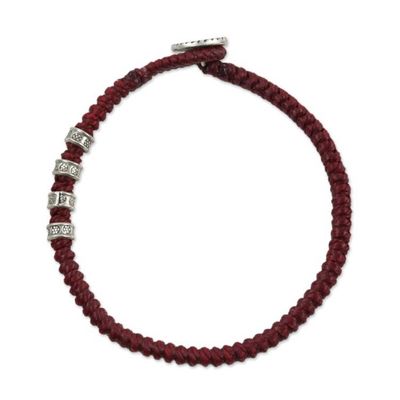 Alternate image for Karen Silver Om Wristband Bracelet in Red from Thailand Living Om in Red
