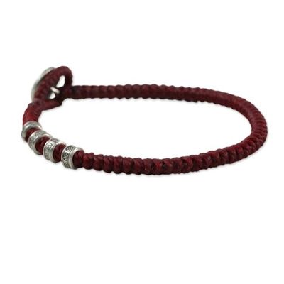 Alternate image for Karen Silver Om Wristband Bracelet in Red from Thailand Living Om in Red