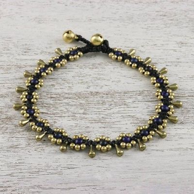 Primary image for Lapis Lazuli Beaded Anklet with Bells from Thailand Elegant Rain