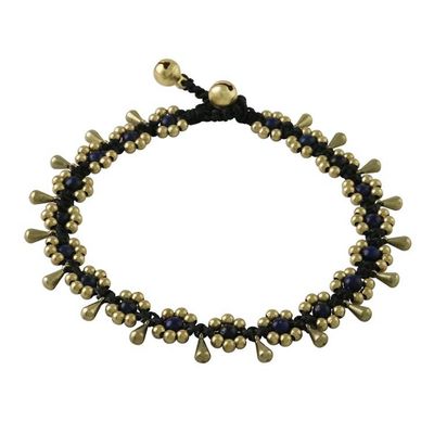 Alternate image for Lapis Lazuli Beaded Anklet with Bells from Thailand Elegant Rain