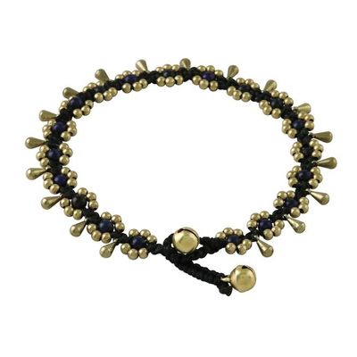 Alternate image for Lapis Lazuli Beaded Anklet with Bells from Thailand Elegant Rain