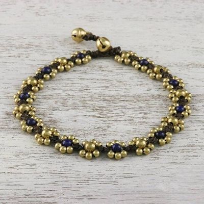 Primary image for Lapis Lazuli Adjustable Beaded Anklet from Thailand Musical Dream